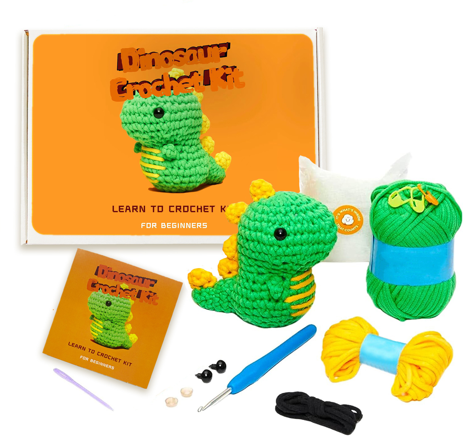 Customized Animal Yarn Learn To Beginner Diy Mini Handmade Craft Projector Dinosaur Crochet Kit For Kids