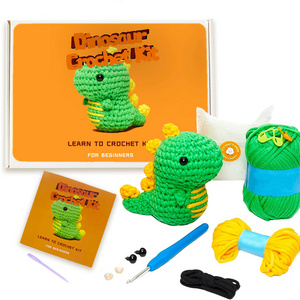 Customized Animal Yarn Learn To Beginner Diy Mini Handmade Craft Projector Dinosaur Crochet Kit For Kids