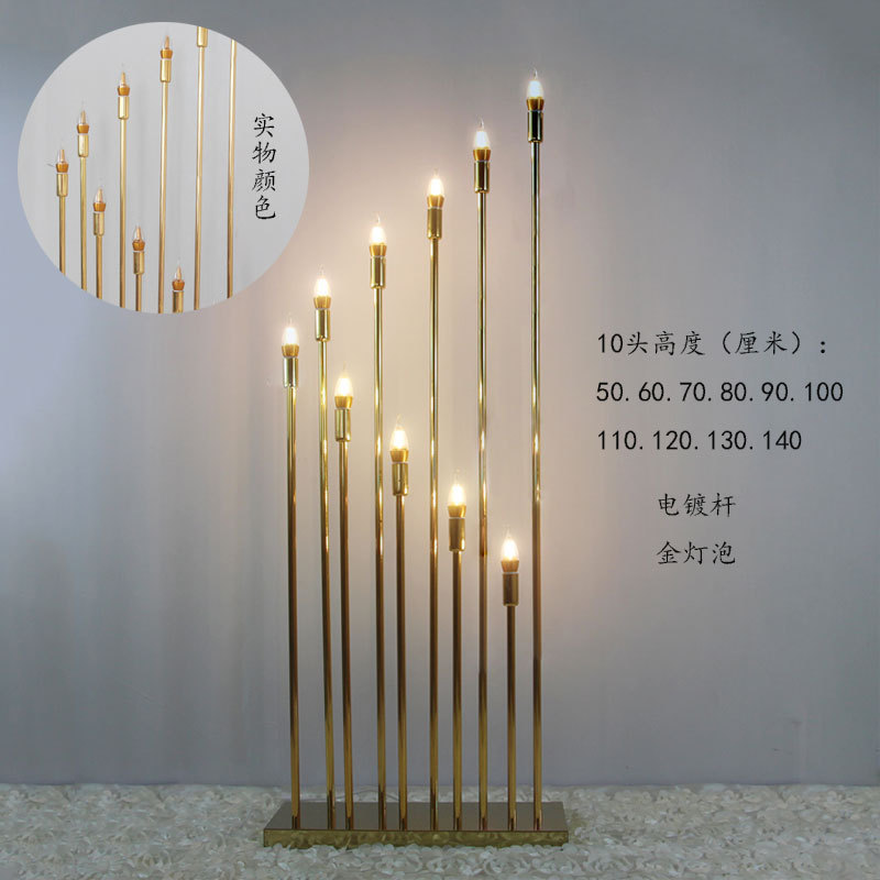 2023 Hot Selling LED Candelabra Wedding Party Decorative Luxury Gold Table Centerpiece Wholesale