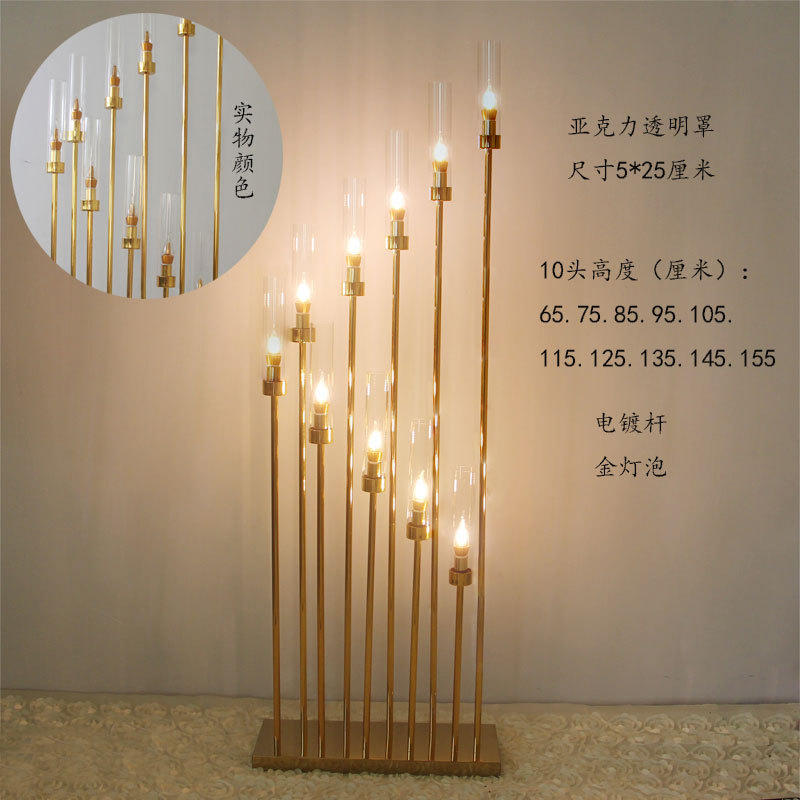 2023 Hot Selling LED Candelabra Wedding Party Decorative Luxury Gold Table Centerpiece Wholesale