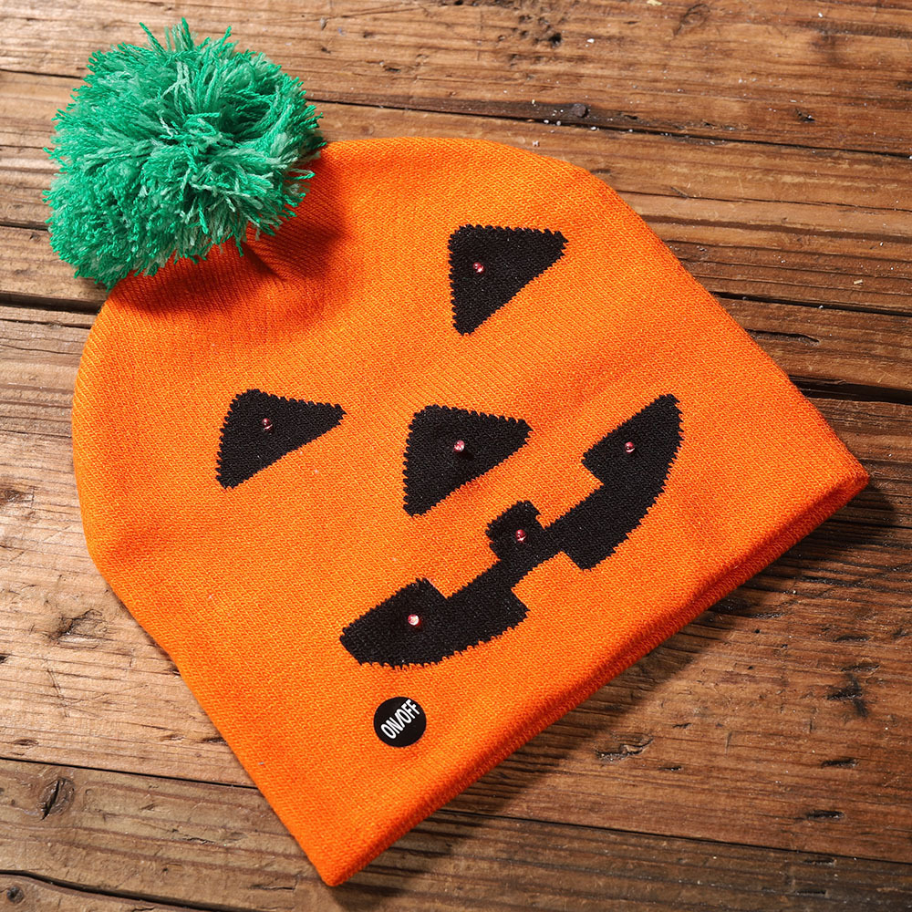 Hot Halloween Party Decoration Unisex Children Adult Supplies LED Halloween Knitted Hat Halloween With Light