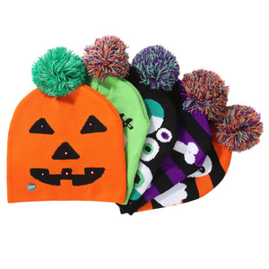 Hot Halloween Party Decoration Unisex Children Adult Supplies LED Halloween Knitted Hat Halloween With Light