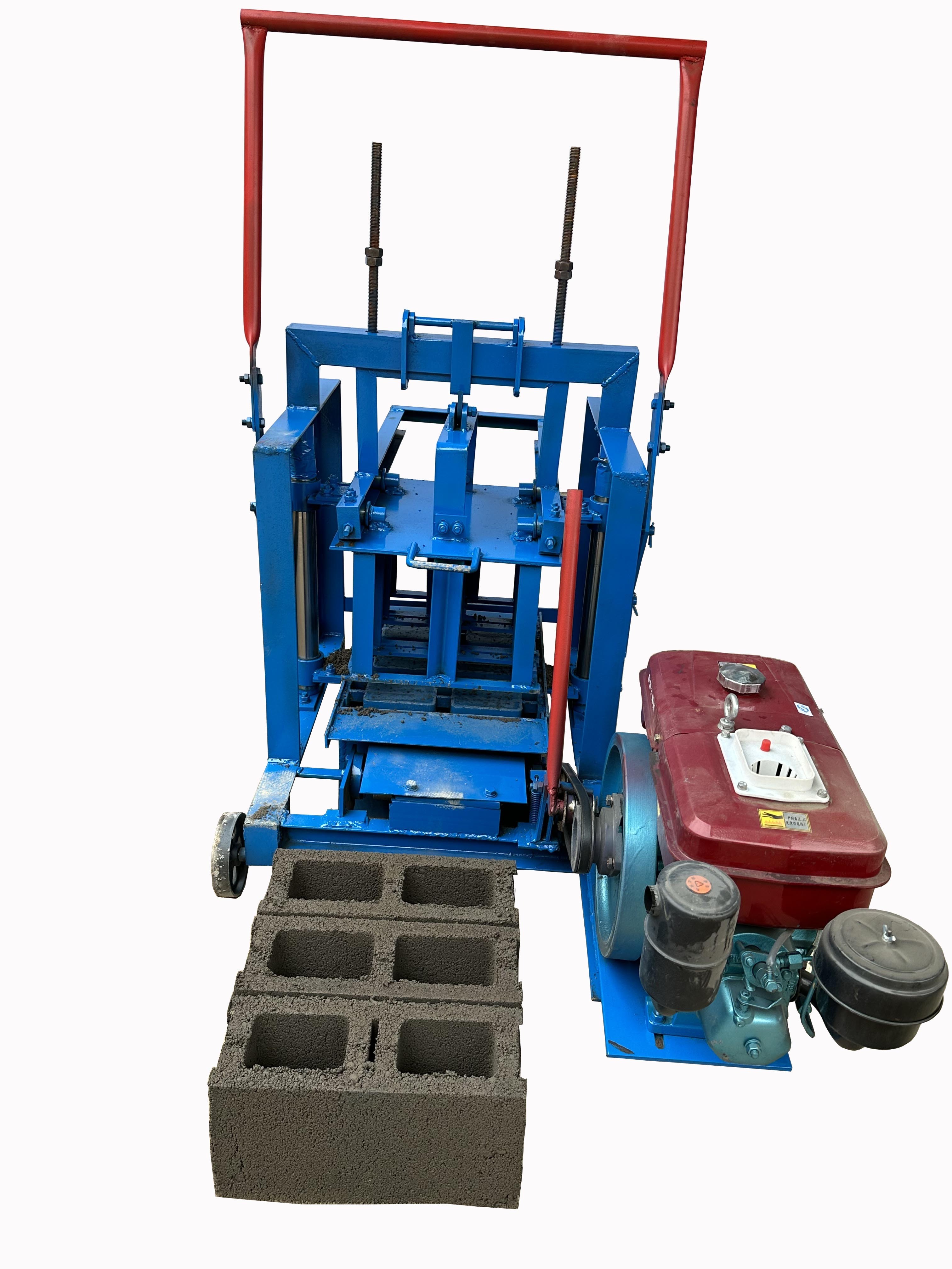 Low cost small capacity mobile egg laying type simple operation cement concrete brick making machine