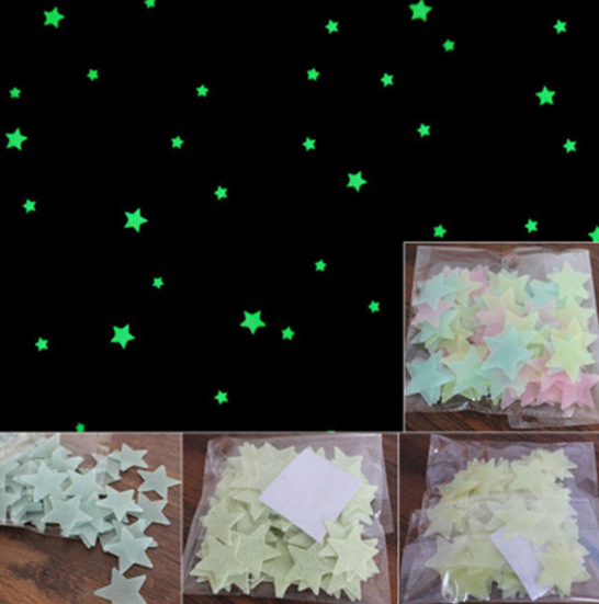 50pcs 3d Stars Glow In The Dark Wallpapers Luminous Fluorescent Wall Stickers For Kids Baby Room Bedroom Ceiling Home Decor