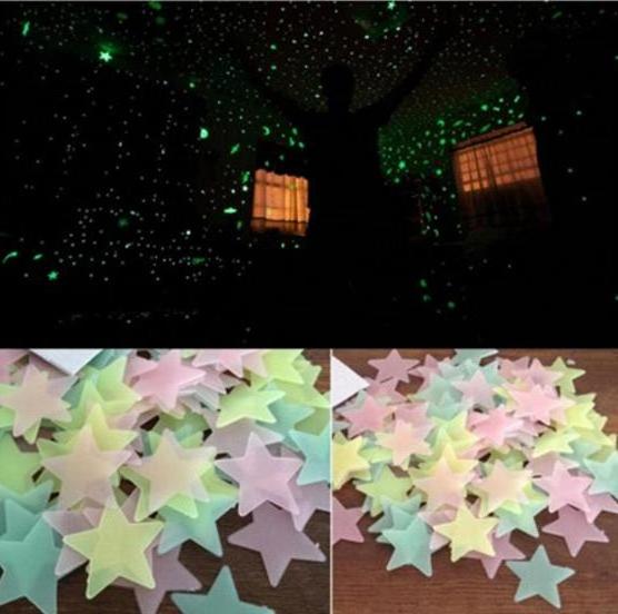 50pcs 3d Stars Glow In The Dark Wallpapers Luminous Fluorescent Wall Stickers For Kids Baby Room Bedroom Ceiling Home Decor