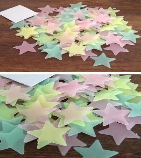 50pcs 3d Stars Glow In The Dark Wallpapers Luminous Fluorescent Wall Stickers For Kids Baby Room Bedroom Ceiling Home Decor