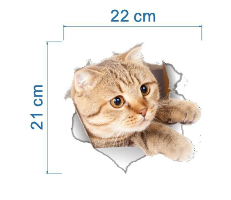 Hole View Cats 3D Wall Sticker Bathroom Toilet Living Room Decoration Animal Vinyl Decals Art Sticker Wall Poster