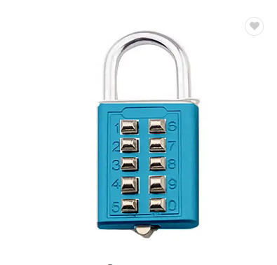 10 Digit Push Button Password Lock Chrome Plated Anti-theft Combination Padlock Push Password Locking Mechanism for Locker et