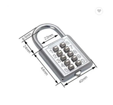 10 Digit Push Button Password Lock Chrome Plated Anti-theft Combination Padlock Push Password Locking Mechanism for Locker et