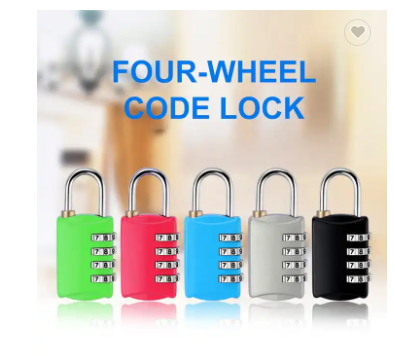 Luggage Travel Lock 4 Dial Travel Padlock Password Lock for Luggage Suitcase Baggage Toolbox Gym Locker Metal Code Password Lock