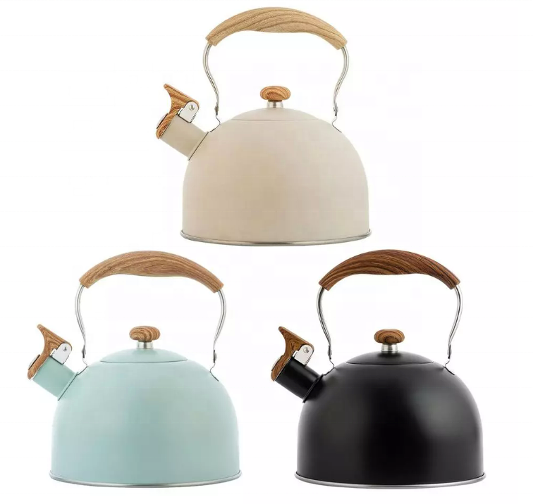 New 2.5L Stainless Steel Whistling Tea Kettle Food Grade Teapot For Make Tea Boil Water Compatible Gas Stoves Induction Cookers