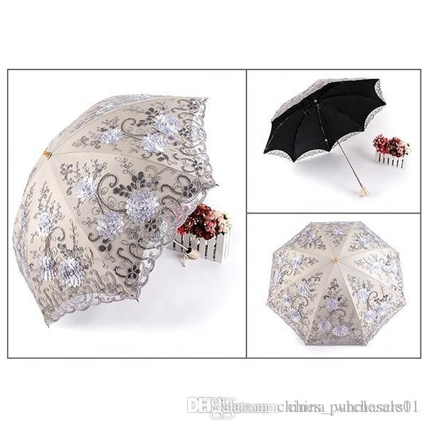 Folding Umbrella Rain Women Elegant Lace Umbrella Windproof Sun  Sunshade Rain Umbrellas