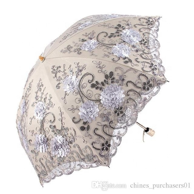 Folding Umbrella Rain Women Elegant Lace Umbrella Windproof Sun  Sunshade Rain Umbrellas