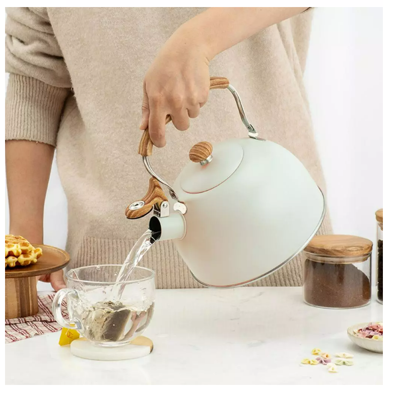 New 2.5L Stainless Steel Whistling Tea Kettle Food Grade Teapot For Make Tea Boil Water Compatible Gas Stoves Induction Cookers