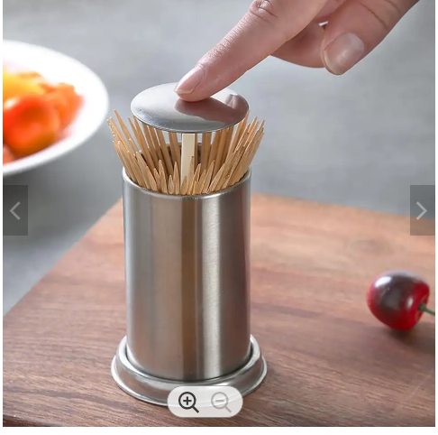 Stainless Steel Toothpick Holder Secret Stash Curing Dent Toothpick Dispenser Press Automatic Signing Toothpicks Organizer