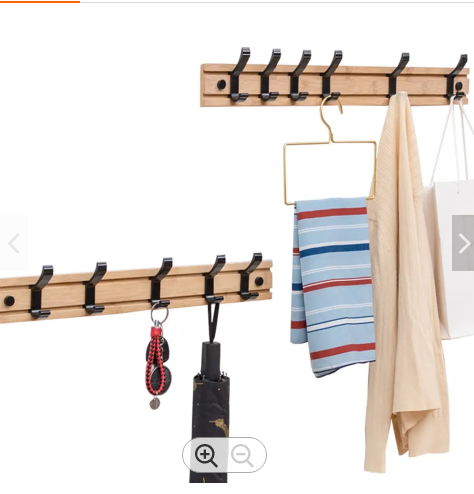 Pure Natural Wood Wall Hanger 3/4/5/6/7 Hooks Solid Wood Hooker Home Decor Wall Mounted Clothes Scarf Hat and Bag Storage