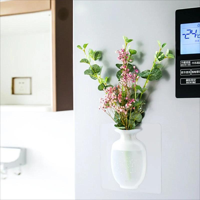 Magic Silicone Vase Flower Plant Stick on The Wall Flower Pot Flower Container for Wall Decorations Vase Decoration Home