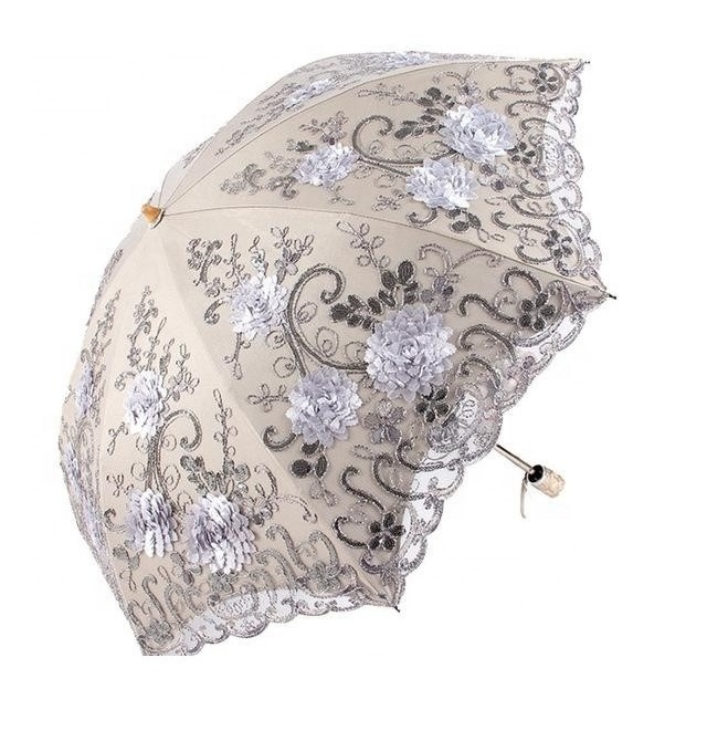 Folding Umbrella Rain Women Elegant Lace Umbrella Windproof Sun  Sunshade Rain Umbrellas