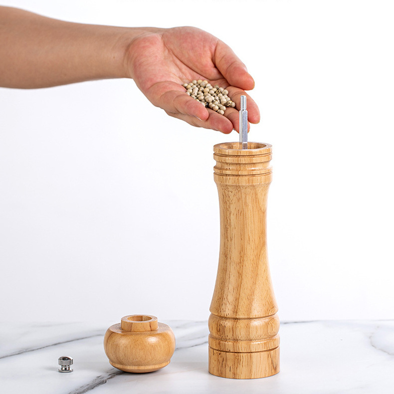 Solid Wood Salt and Pepper Mills Spice Grain Grinder with Adjustable Ceramic Grinding