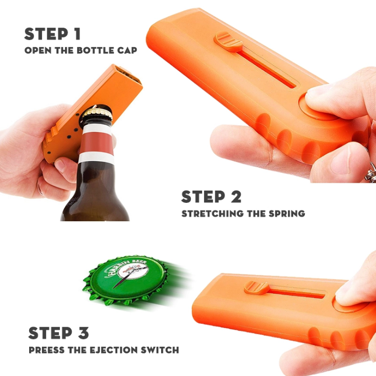 Flying Beer Drink Bottle Opener Cap Launcher Top Shooter Key Ring Gift Opening Cap Launcher Top Shooter Gun