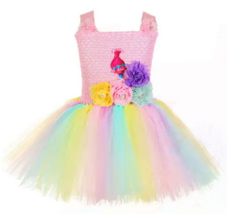 Stocks hot sales halloween cosplay for party tutu dress trolls costumes for kids