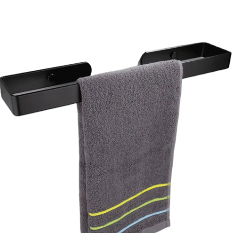 Black Bathroom Towel Holder Rail Bar Shoe Rack Wall Mounted Aluminum Kitchen Hand Towel Rack Storage Shelf Home Organizer