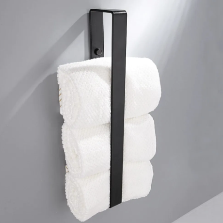 Black Bathroom Towel Holder Rail Bar Shoe Rack Wall Mounted Aluminum Kitchen Hand Towel Rack Storage Shelf Home Organizer