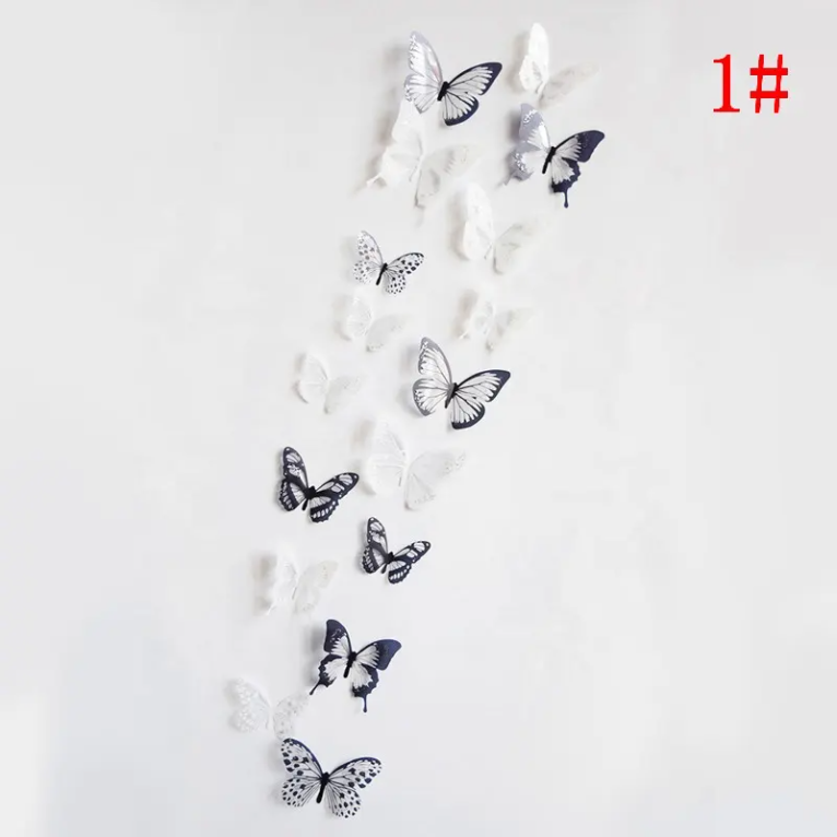 18pcs/lot 3d crystal Butterfly Wall Sticker Art Decal Home decor for Mural Stickers DIY Decals PVC Christmas Wedding Decoration