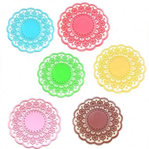 1 Piece wholesale Non-slip Silicone Lace Flower Cup Coaster Pad Table Placemats