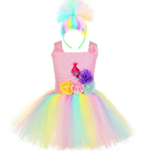 Stocks hot sales halloween cosplay for party tutu dress trolls costumes for kids