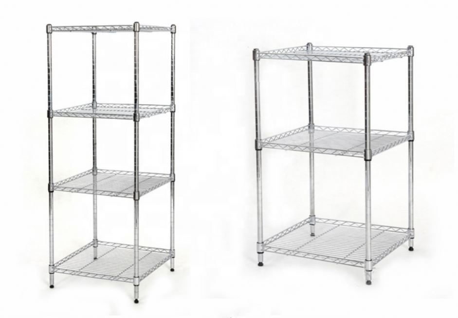 Square Kitchen Racks Ground Floor Shelving Pot Rack Kitchen Storage Chrome Plated Rack