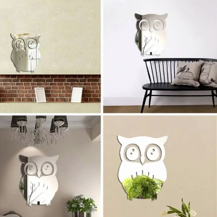 3D Owl Acrylic Mirror Wall Sticker Vinyl Removable Wall Stickers Kids Room Decal Home Decor Art Sticking Decal