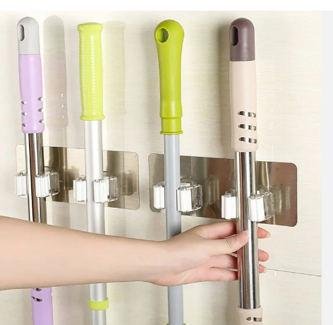 Storage Rack Mounted Accessory Hanging Rails Cleaning Tools Supply Wall Mop Holder Hook Bathroom Kitchen Organizer Broom Hanger