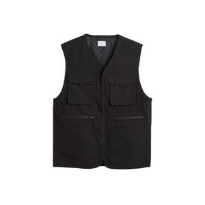 Beige Denim Utility Vest with Mesh Lining and Pockets for Men - Customizable