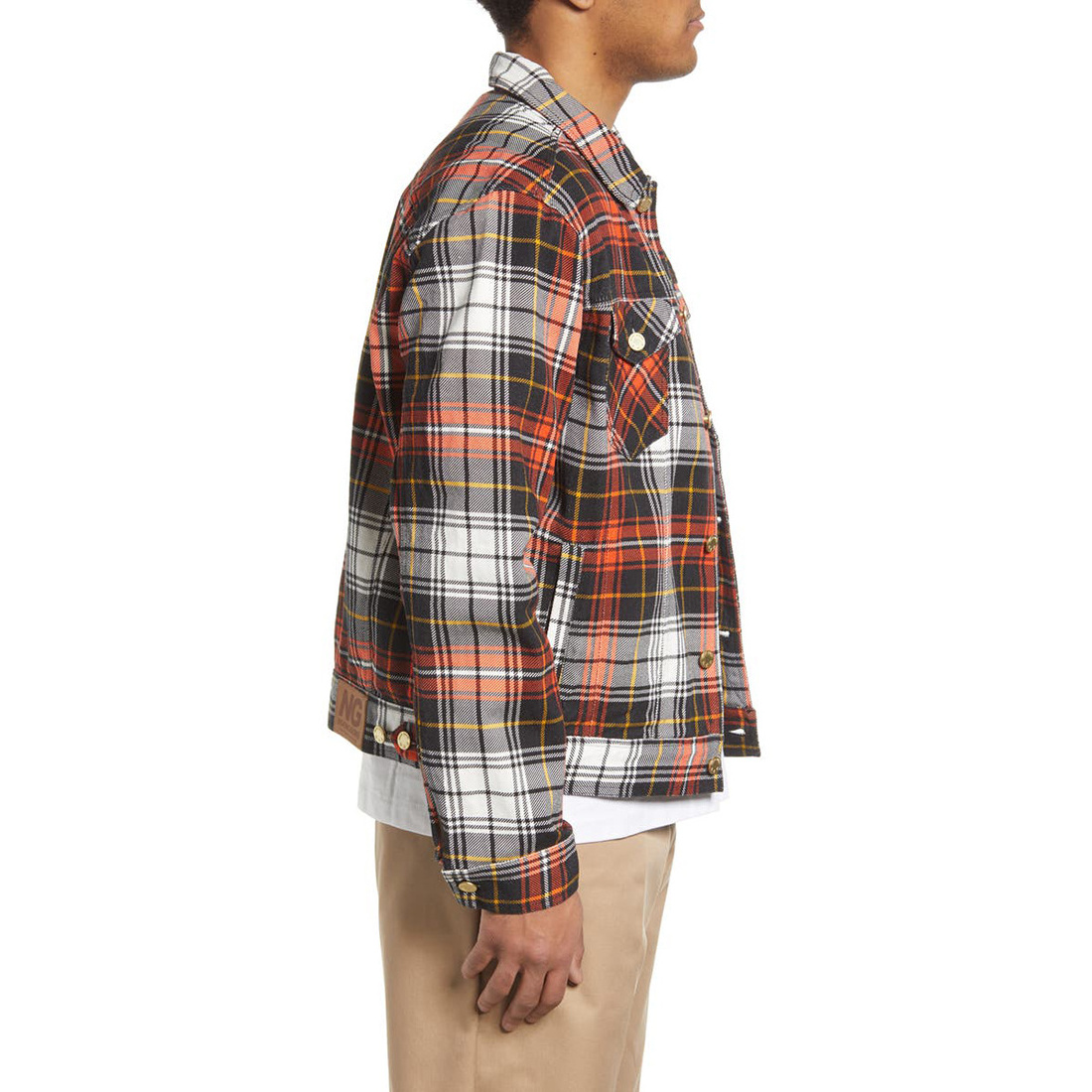 Utility Multifunctional Zipper Elbow Patch Patchwork Flannel Shirt With Ce Certificate