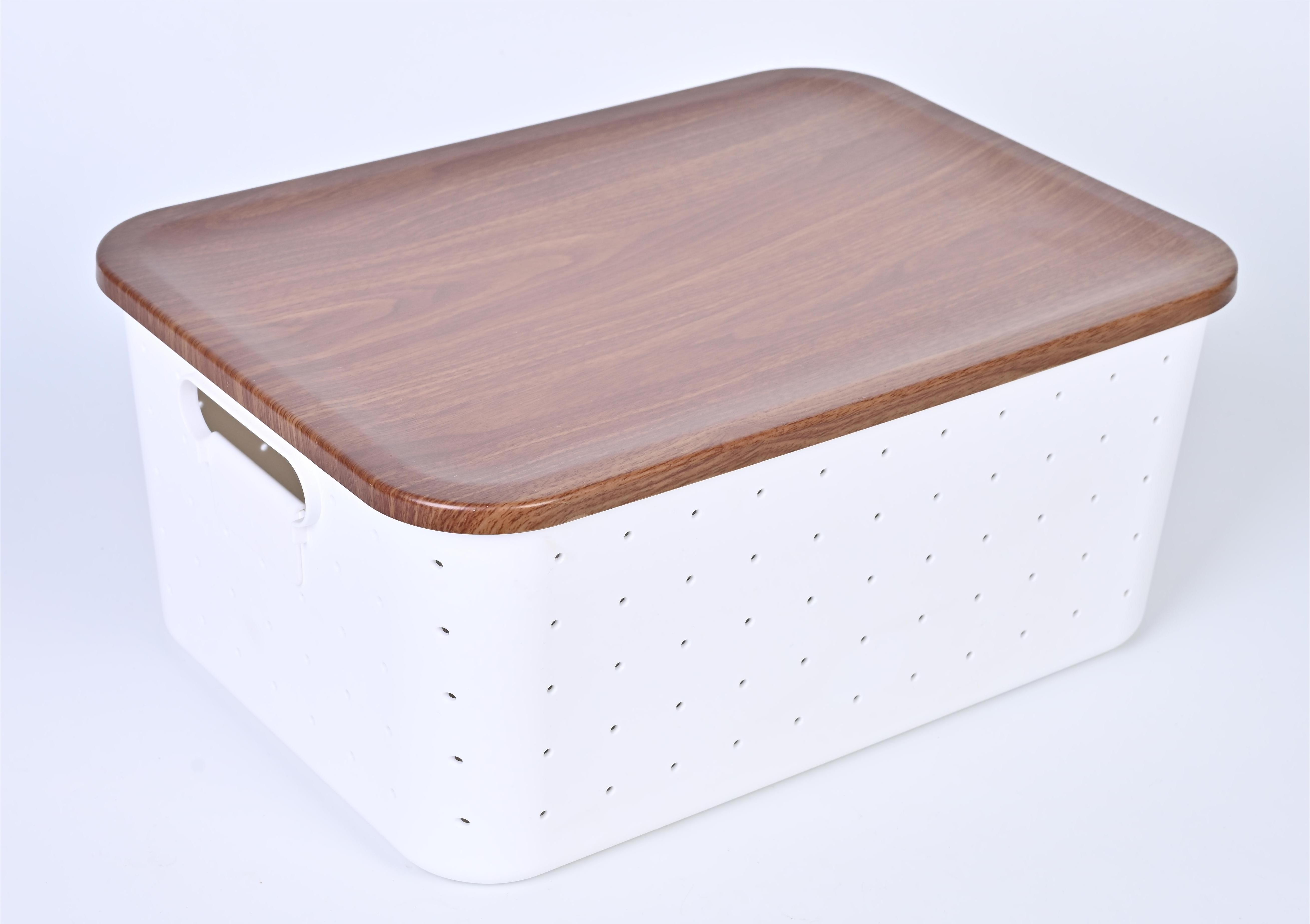 water plating plastic  cover Wood grain lid  Simple White  Plastic Laundry Storage  with  Lid Utility Household  Closet Systems