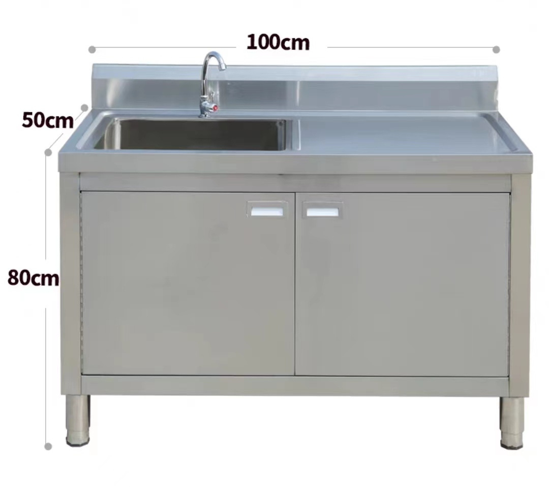 Custom Stainless Steel Commercial Cabinet Double Door Kitchen Cabinet With Water Tap For Kitchen