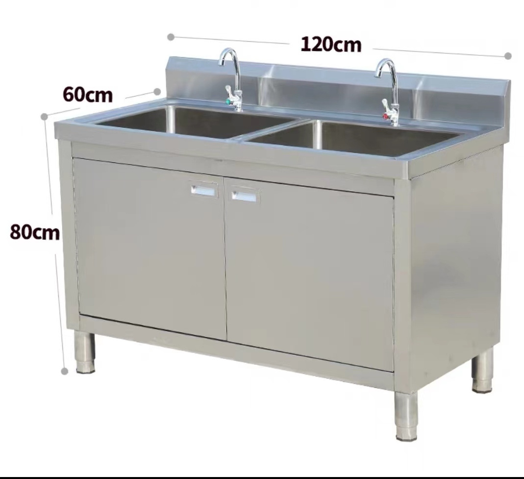 Custom Stainless Steel Commercial Cabinet Double Door Kitchen Cabinet With Water Tap For Kitchen