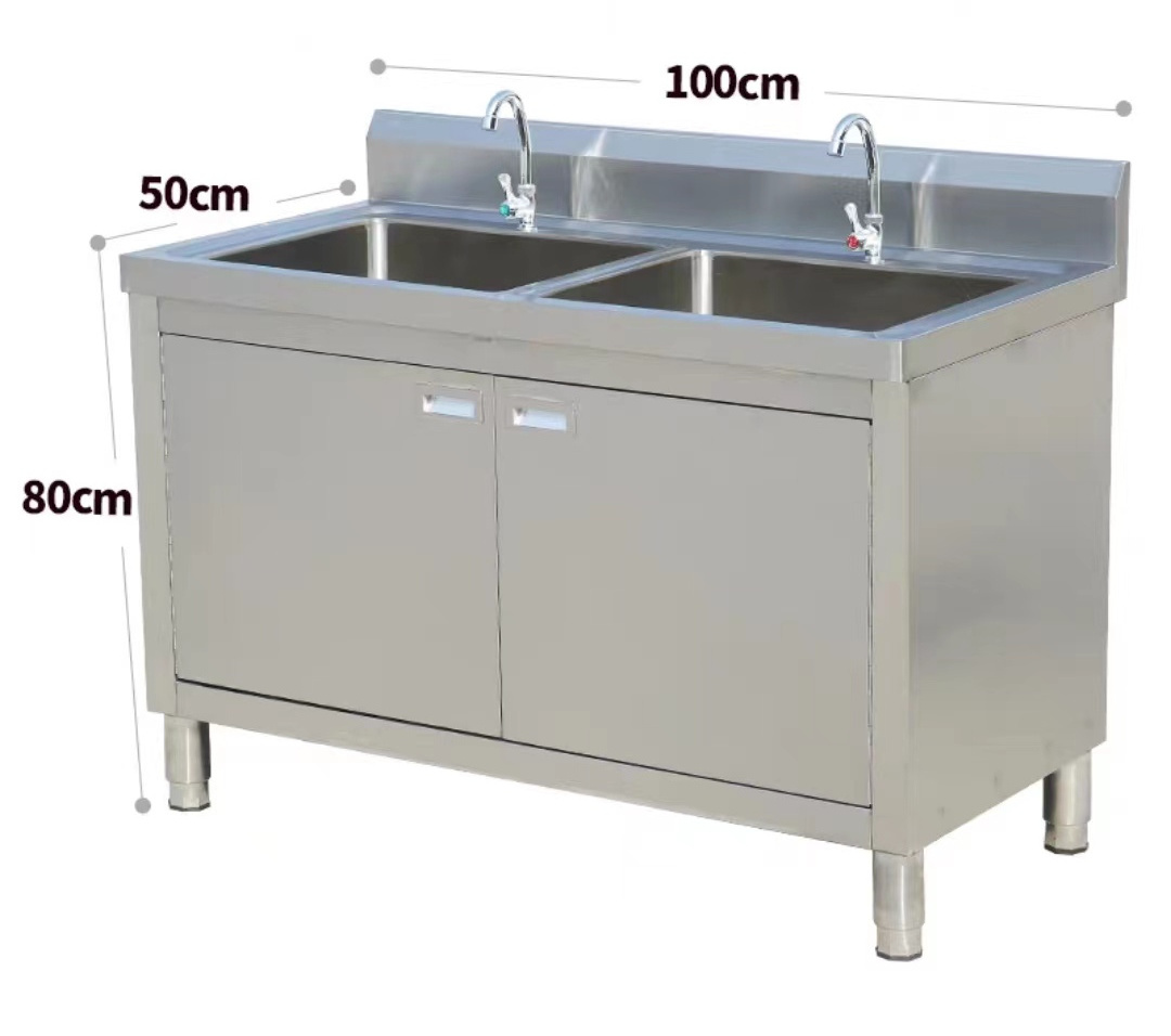 Custom Stainless Steel Commercial Cabinet Double Door Kitchen Cabinet With Water Tap For Kitchen