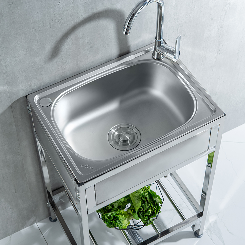 Free Standing Stainless Steel Sink, Large Single Hole Commercial Restaurant Sink, Outdoor Sink