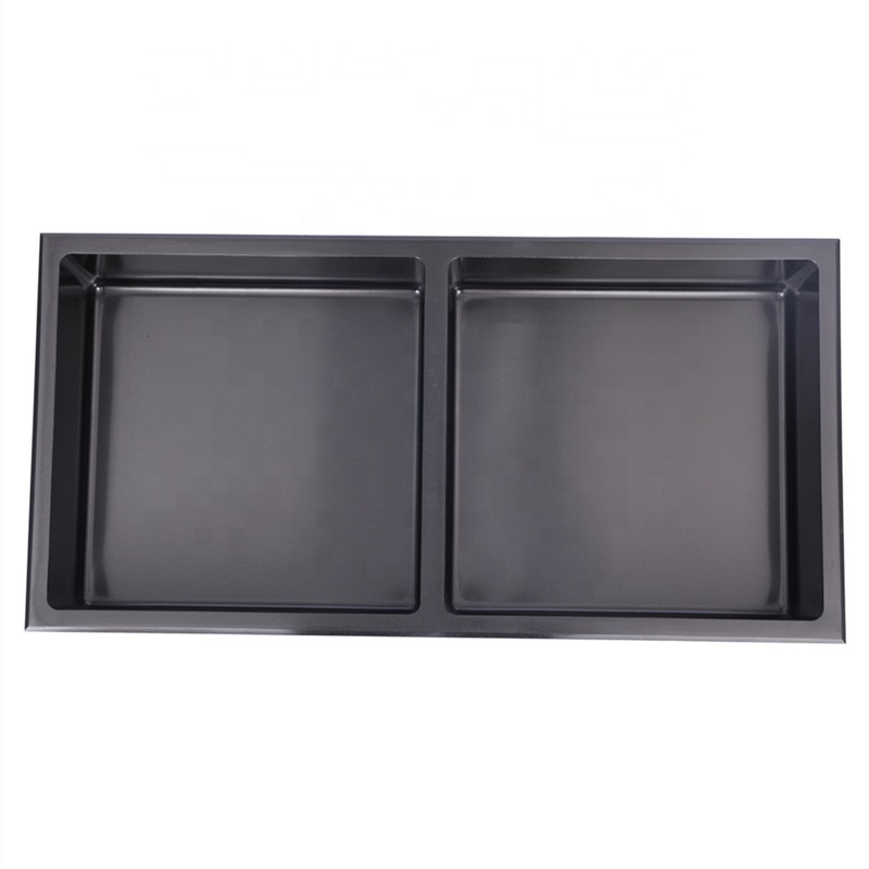 Bathroom Shower Wall Niche Stainless Steel Double Shelf Black Niche