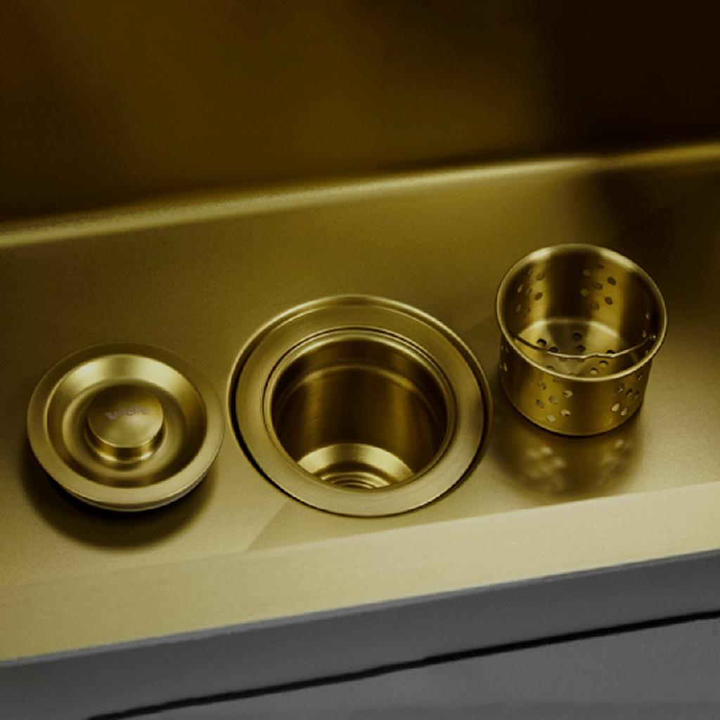 Gourmet Stainless Steel Sink Gold Nano Square Kitchen 50x45