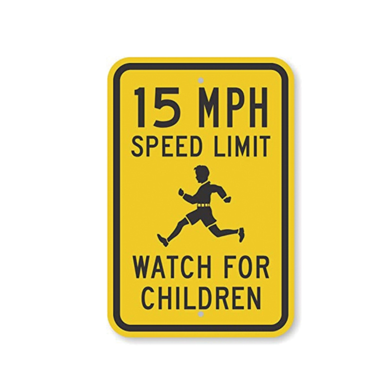 18*12 in Slow Down Children at Play Safety Signs for Street with Stakes, Caution Kids Playing Traffic Crossing Sign