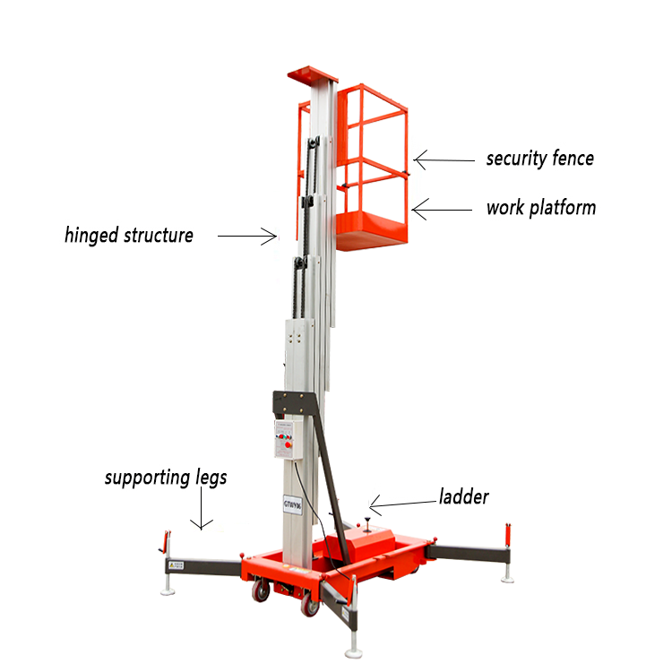 2022 new hydraulic lift table single mast aluminum alloy lift platform cargo lift platform