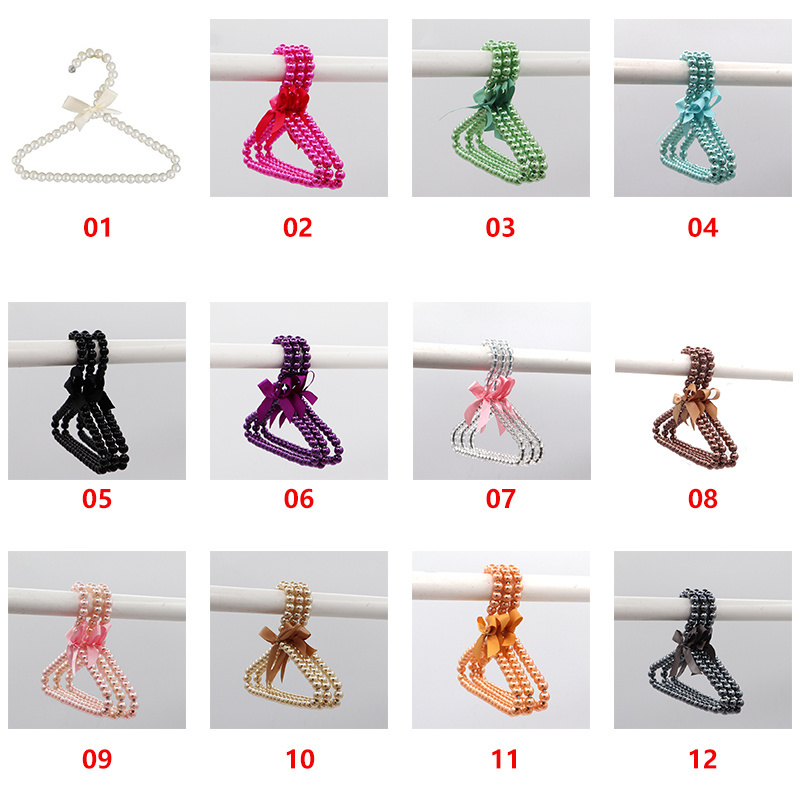 ZQ39 Lovely Faux Pearl Clothes Organizer Hangers Bedroom Closet Storage Racks Ribbon Bowknot Baby Kids Cloth Hangers