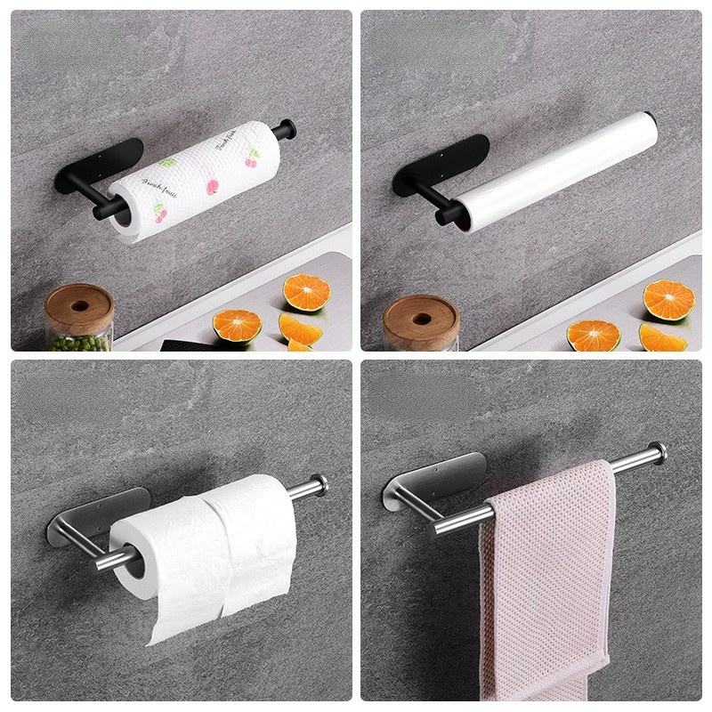 FF508 304 Stainless Steel Toilet Paper Holder Wall Mounted Storage Rack Under Cabinet Kitchen Paper Roll Towel Holder