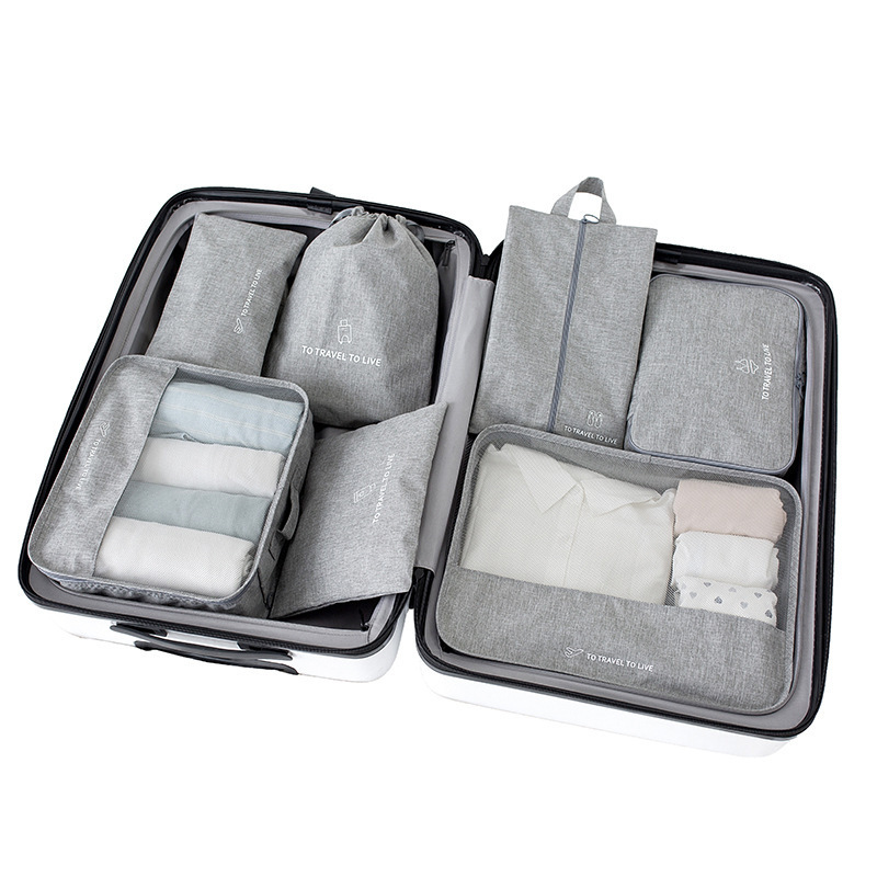 TXL508 Waterproof Packing Pouch Travel Cube Luggage Packing Organizer 7 pcs Set Underwear Shoes Travel Storage Bags