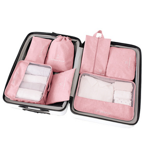 TXL508 Waterproof Packing Pouch Travel Cube Luggage Packing Organizer 7 pcs Set Underwear Shoes Travel Storage Bags