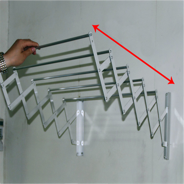 TXL608 Aluminum Expandable Wall Mounted Drying Rack Clothing Collapsible Towel Clothes Drying Rack Wall Mounted