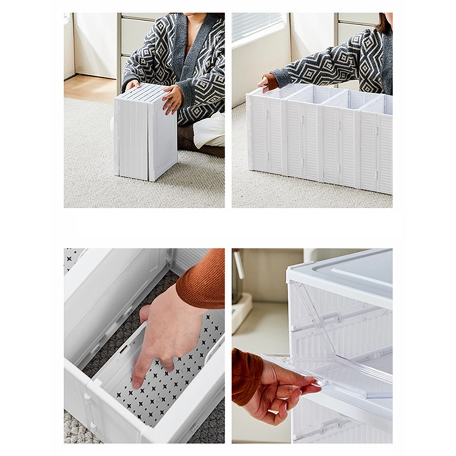 FF1681 Free Installation Plastic Sneaker Cabinet Bins Foldable Shoe Storage Boxes Stackable Sturdy Clear Shoe Box